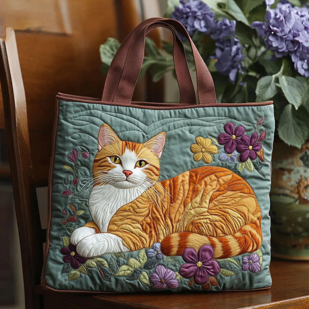 Geborduurde Vintage Tas "Rode Kat en Seringen" — Tuin