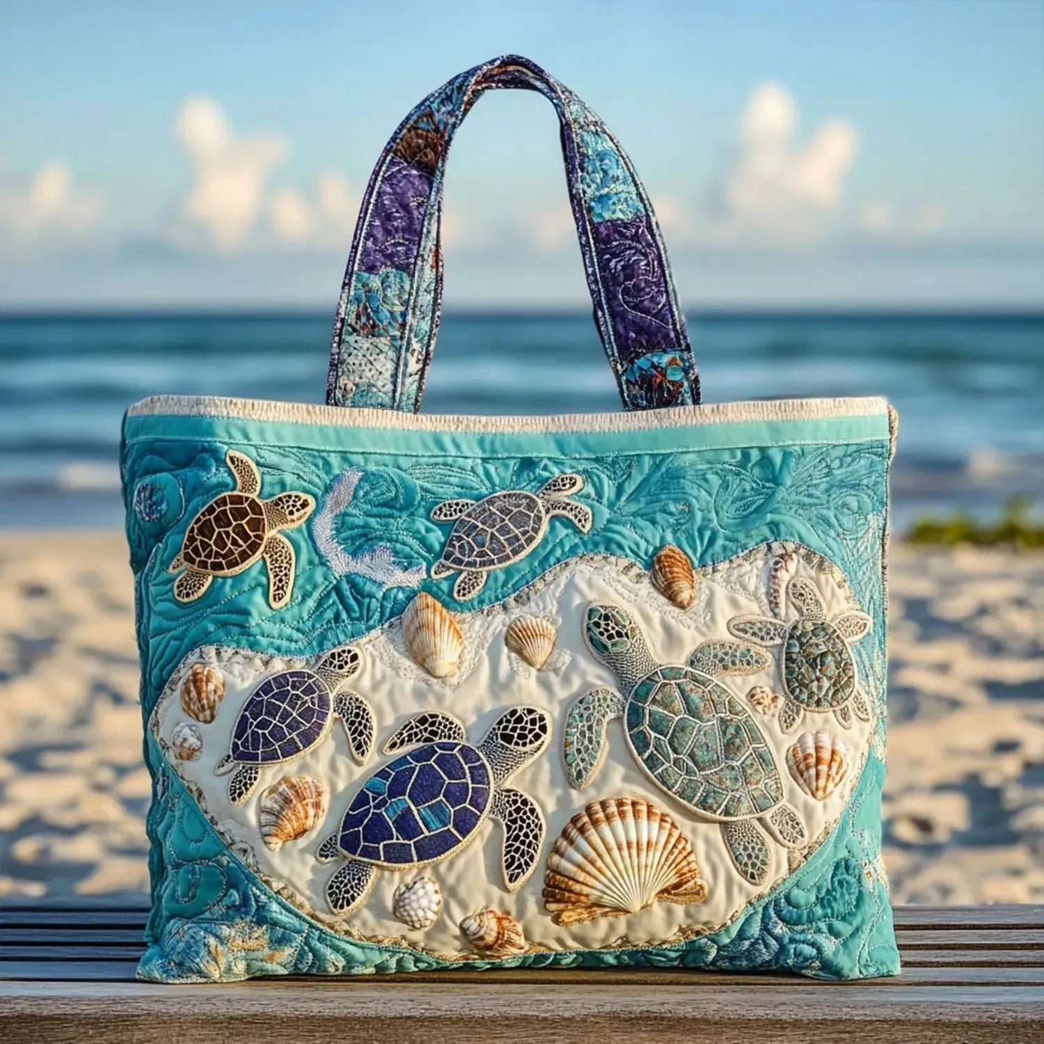 Sac Vintage "Tortues et Coquillages" — Sac de Plage