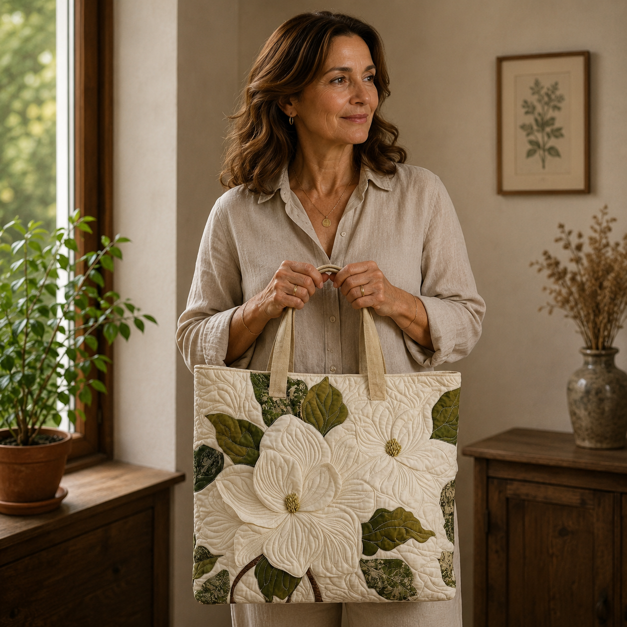 Sac à main vintage "Magnolia blanc" — Classique