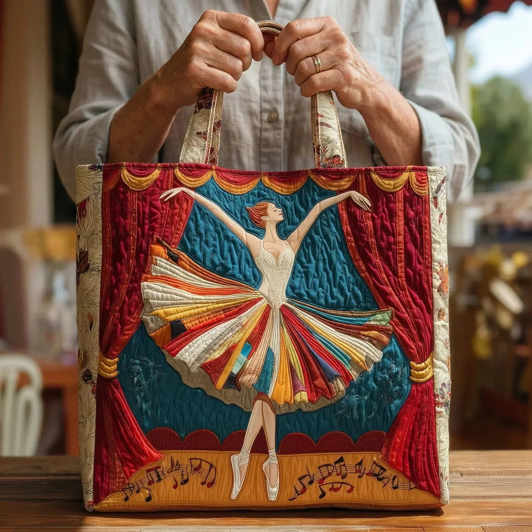 Geborduurde Vintage Tas "Balletdanseres op het Podium" — Theatraal