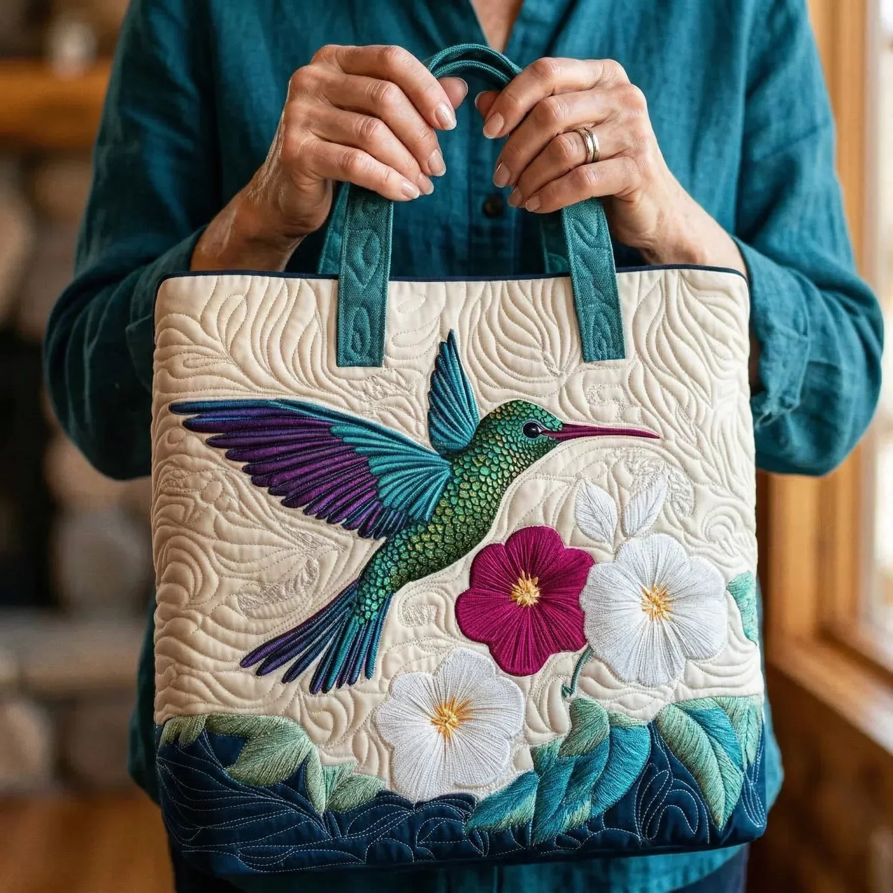 Sac Vintage "Colibri et Hibiscus" — Tropical