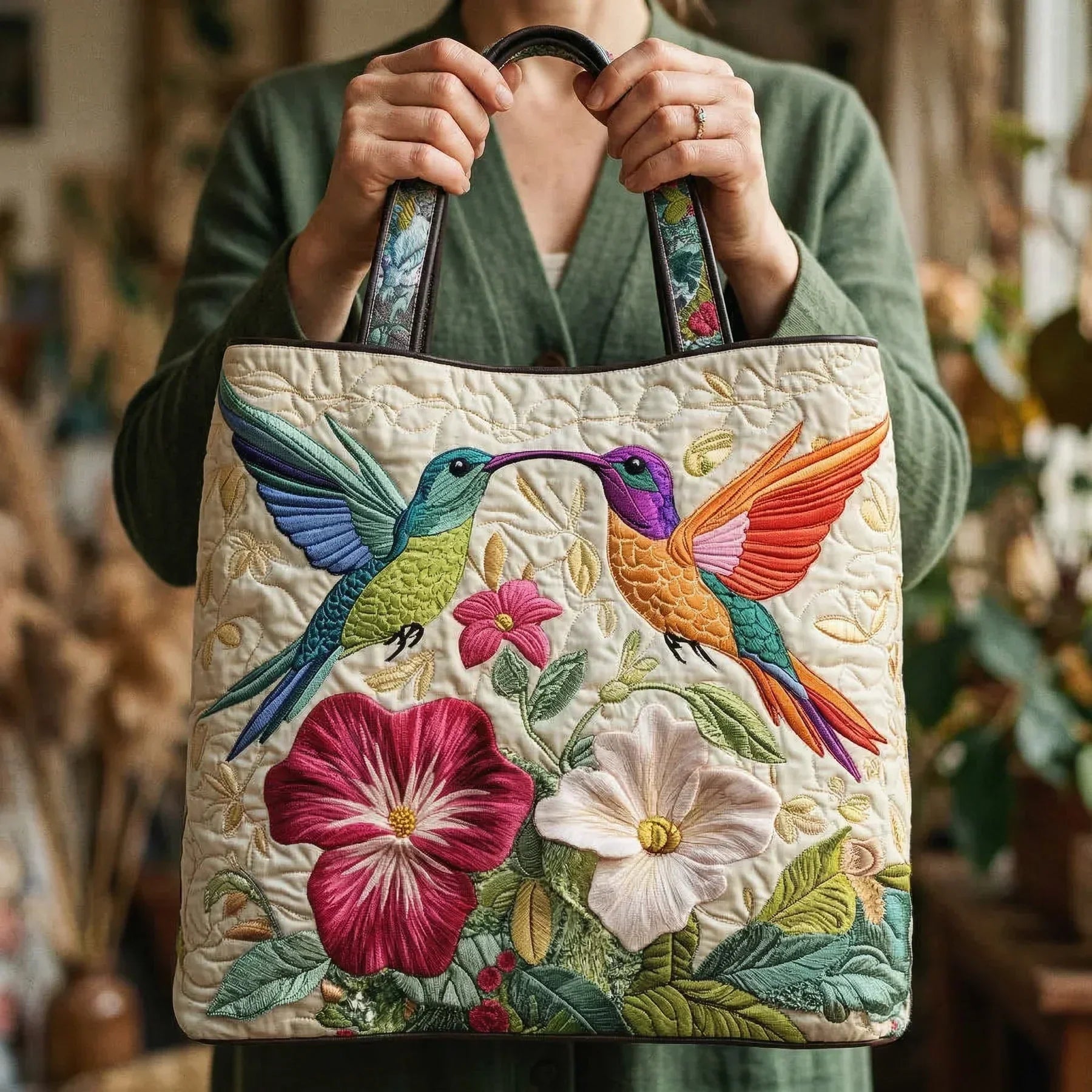Vintage Tas "Kolibries en Hibiscus" — Exotisch