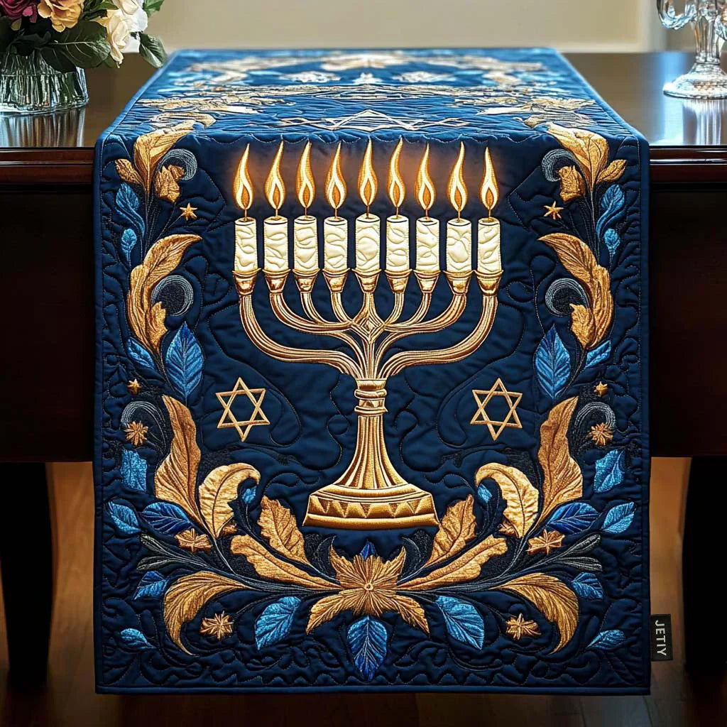 Gequilted Tafelkleed - Verlichte Menorah