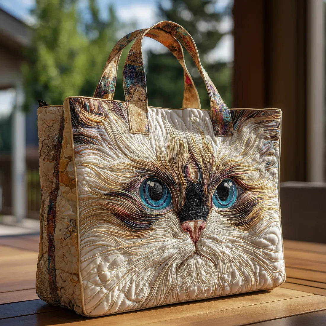 Vintage Handtas "Perzische Kat" — Blauwachtig