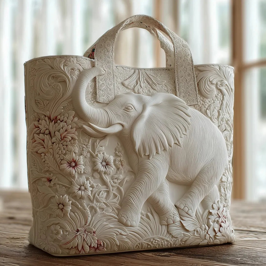 Geborduurde Vintage Tas "Witte Olifant" — Boho
