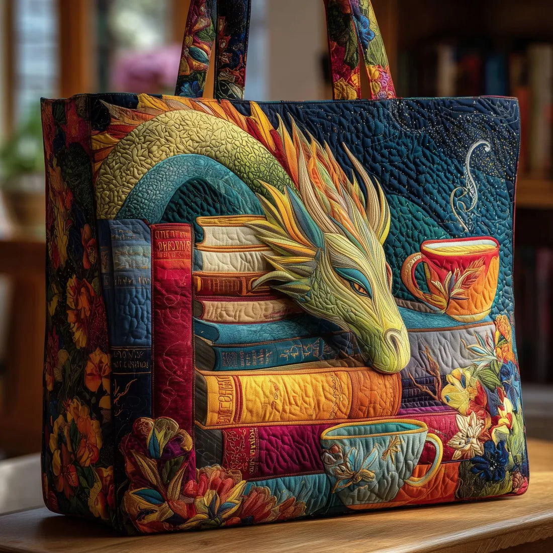 Vintage Handtas "Draak, Boeken en Thee" — Magisch