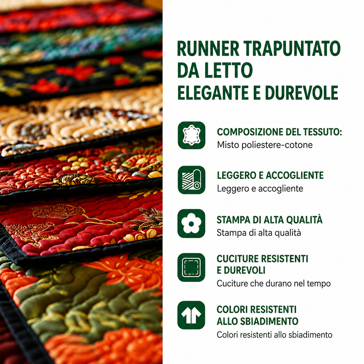 Bed Runner Gequiltd met Kerstbomen NCU0NT9785