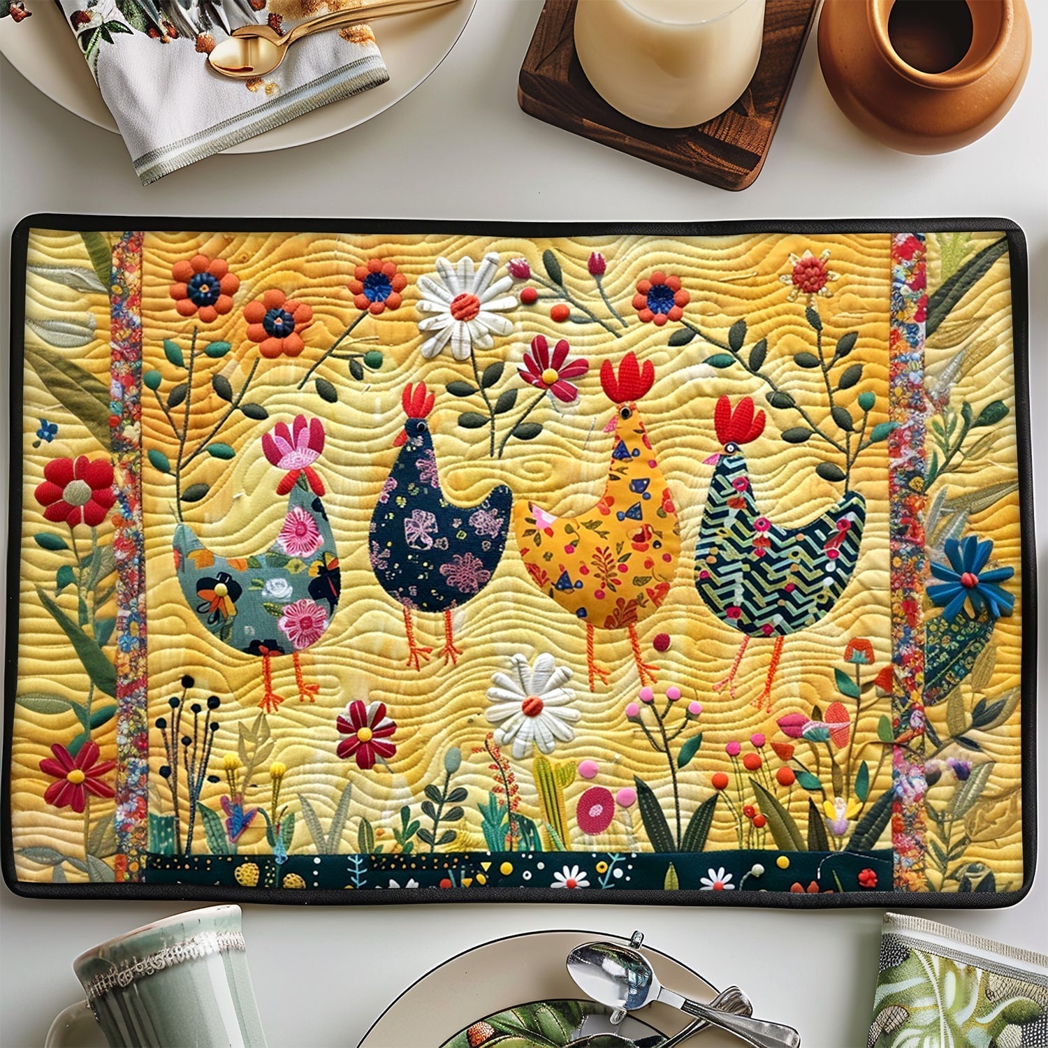 Gequilt Placemat met Kip NCU0VT02