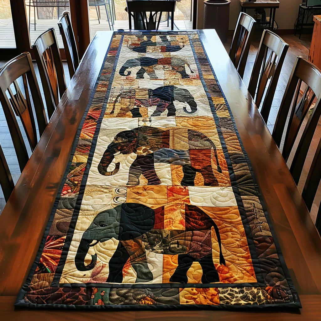 Gequilt tafelkleed - Olifantenmars