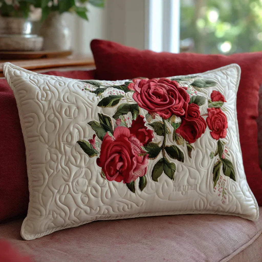 Kussenhoes met quilt - Hart van de rozen tuin