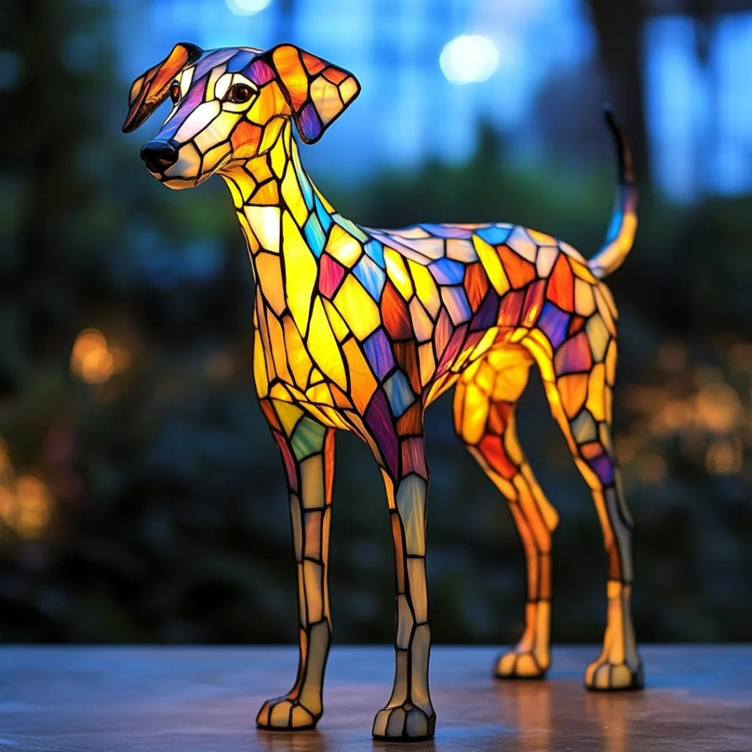 Whippet-geïnspireerde Glas-in-lood