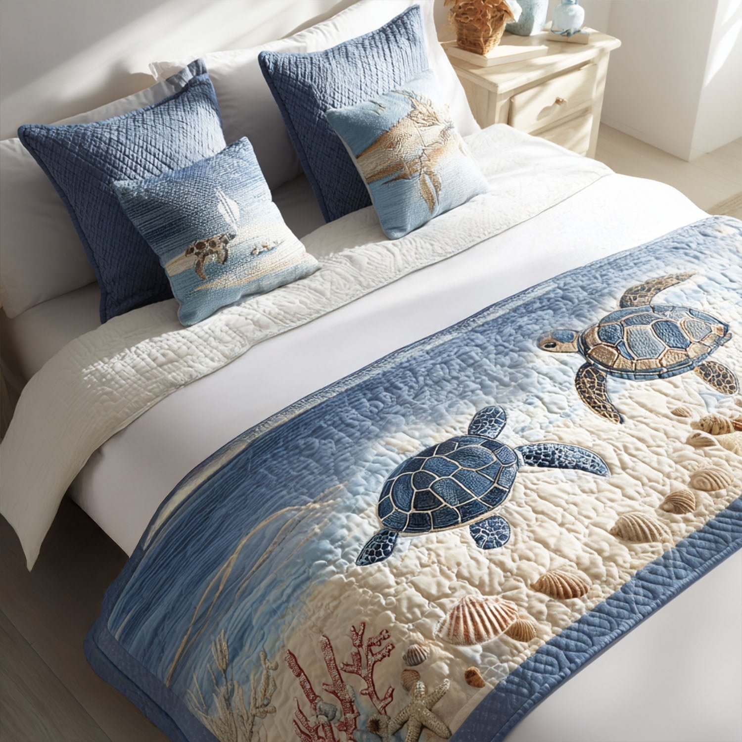 Runner voor Bed Gequilt Waterway Wanderer NCU0PT8101