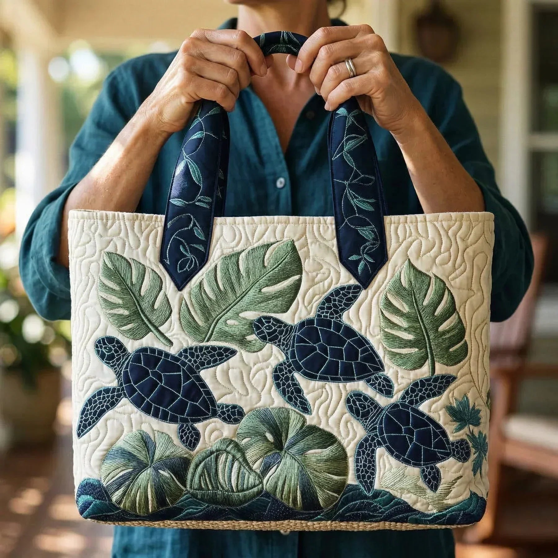 Vintage Tas "Schildpadden en Monstera" — Tropisch