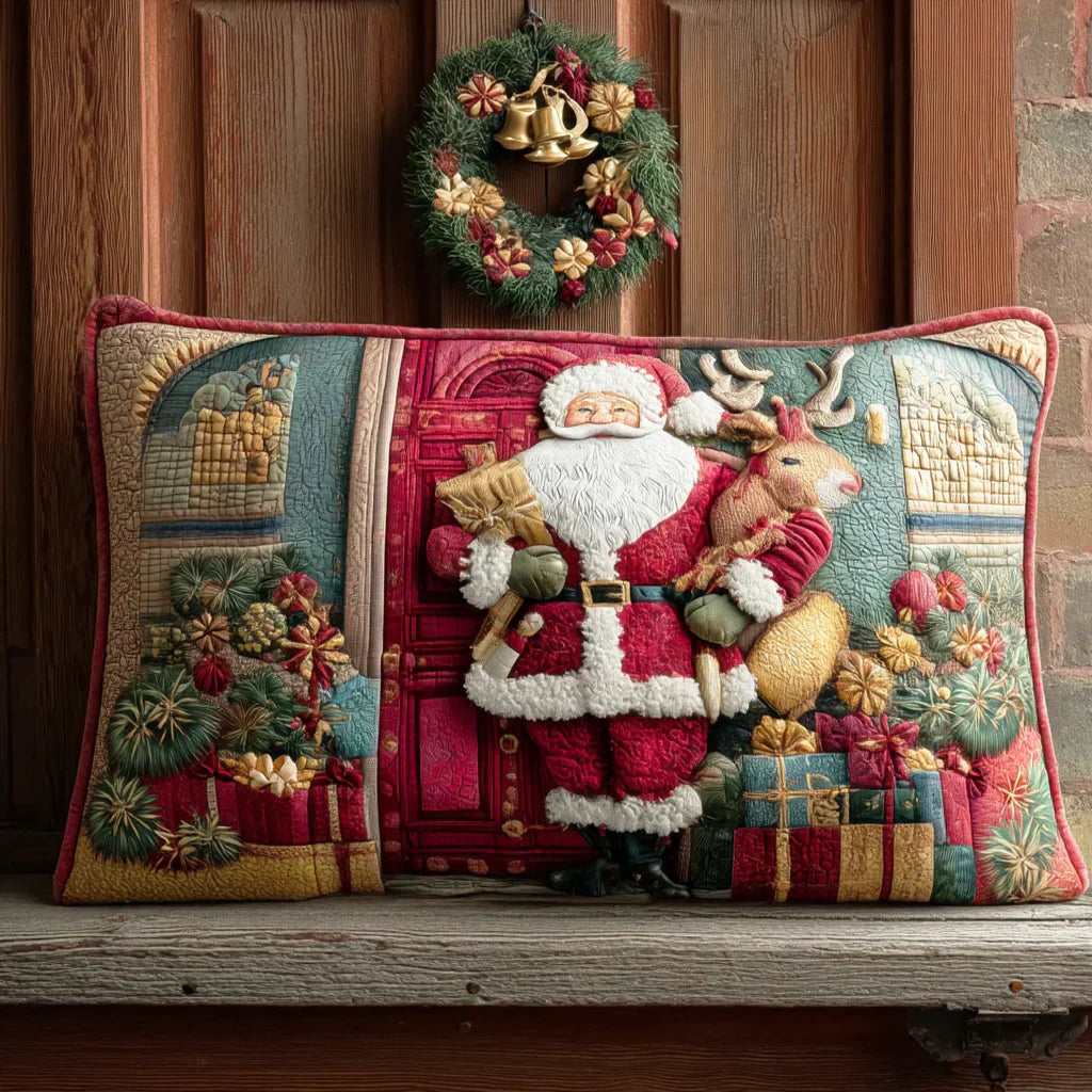 Kussenhoes met quilt - Warme welkom van de Kerstman
